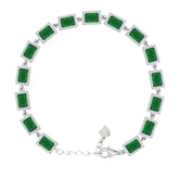 Asfour Crystal Tennis Bracelet With Turquoise Pear & Emerald Zircon In 925 Sterling Silver